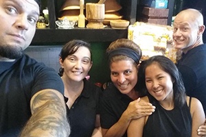 Customers smiling